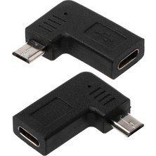 Sharplace S7 Için 90 Derece Mikro USB Erkek Tip C Dişi Adaptörü, 2 Adet (Yurt Dışından)