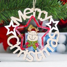 Basto Asma Ahşap Noel Ağacı Rasyon Ahşap Kolye Asma Kardan Adam Geyik Süslemesi - 130X120MM 130X120MM (Yurt Dışından)