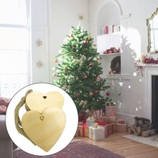 Basto 10X Kalp Şekilleri Ahşap Zanaat Asma Delikli Noel Süsleri Ev Diy 10 Adet Bitmemiş (Yurt Dışından)