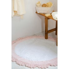Doreen Yuvarlak Banyo Paspası %100 Pamuk 90x90 Pembe