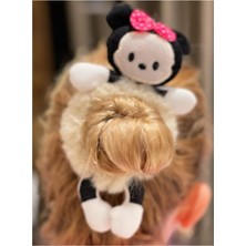 Queen Aksesuar Pofuduk Tüylü Peluş Minnie Mouse Oyuncak Lastik Toka Yetişkin Çocuk Tokası Krem