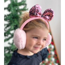 Queen Aksesuar Lüks Pullu Parlak Minnie Mouse Fare Kulaklı Peluş Çocuk Yetişkin Kulaklığı Pembe