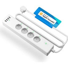 Meross Wi-Fi Uzaktan Kontrollü Akım Korumalı 4 USB Girişli Akıllı 4lü Priz