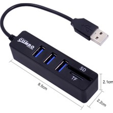 Mavi Ay Bilişim USB Hub 3 Port Microsd Tf Sd Kart Okuyucu Çoklayıcı