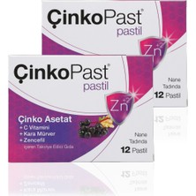 Çinkopast Zencefil & Karamürver Çinko Asetat Pastil 2'li Set 24 Adet