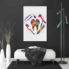 SML Tablo Diş Hekimi Muayenehanesi Diş Tabibi Renkli Dişçi Kanvas Tablo