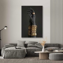 Kırmızı Ve Mavi Makyajlı Gümüş Ojeli Kadın Make Up Dekoratif Üçlü Kombin 3 lü Set Kanvas Tablo