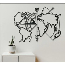 BCD Wood Decor World Map Route Dekoratif Metal Tablo