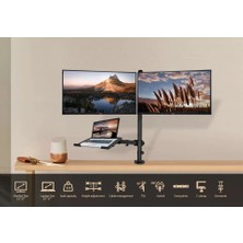 Ergoflex EF75 Steel Design 2-8 kg Triple Kol Asansörlü 13"-27" Monitör&10-17" Laptop Standı