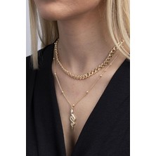 X-lady Accessories Kadın Altın Rengi Yılan Figürlü Kombin Kolye - 269