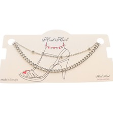 X-lady Accessories Gümüş Renk Top ve Cadena Zincir Halhal - 1827