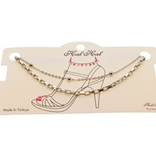 X-lady Accessories Gümüş Renk Top ve Küp Zincir Halhal  - 1822