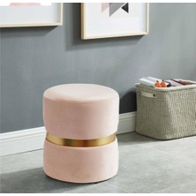 Elissa Home Prada Puf-Spor Dikişli Gold Detaylı Silinebilir Kadife Kumaş Modern Lüx Puf-Bench-Makyaj