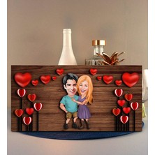 Bk Gift Kişiye Özel Sevgililer Karikatürlü Kabartma Figürlü Ahşap Tablo, Duvar Dekoru,sevgiliye Hediye,ev Dekorasyonu,sevgililer Günü Hediyesi-9