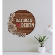 Bk Gift Kişiye Özel Çift Isimli Kabartma Figürlü Ahşap Tablo, Duvar Dekoru, Sevgiliye Hediye, Ev Dekorasyonu, Sevgililer Günü Hediyesi