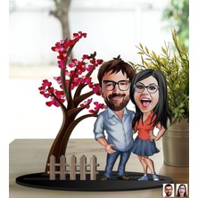 Bk Gift Kişiye Özel Sevgililer Karikatürlü 3D Ahşap Biblo, Sevgili Biblo, Ahşap Biblo, Sevgiliye Hediye, Sevgililer Günü Hediyesi