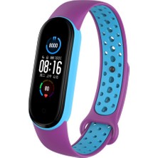 Mi Band 7 Spor Delikli Silikon - Mor-Turkuaz