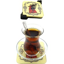Anahtarlık Sepeti Bardak Altlığı Seti 4 Lü - Kafkas Dans Figürlü