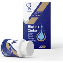 Evopharma Biotin + Çinko Içeren Takviye Edici Gıda 30 Tablet