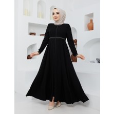 KMK Kombin Yazlık Mevlana Model Kloş Ferace Pardesü Kol ve Beli Desenli Şifon Kumaş Günlük Stil