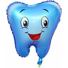 Parti Station Mavi Diş Folyo Balon 49X56 cm Büyük Boy Helyum Balon Uçan Balon