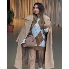 Nur Sönmez Fashion Baklava Dilim Kahverengi Kazak