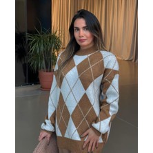 Nur Sönmez Fashion Baklava Dilim Kahverengi Kazak
