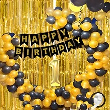Çıtı Pıtı Store Siyah Altın Mutlu Doğum Günü Dekorasyonu