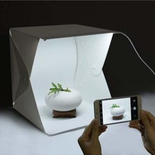 Hilall Shop 20 x 20 cm Profesyonel Stüdyo LED Işıklı Çift Sıra Ürün Fotoğraf Çekim Çadırı
