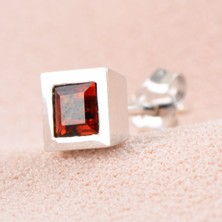 Sanal Kuyumculuk Granat Garnet Küpe 14K