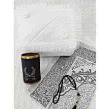 Dilex 4 Parça  Bohça Gelin Damat Hediye Çeyiz Bohça  Tafta Saçaklı Kutu Seccade Set Siyah Beyaz