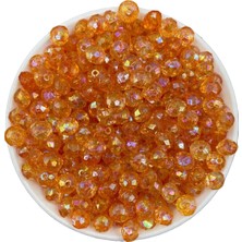 Hedef Bijuteri Turuncu Renk Basık 10MM Janjanlı Akrilik Boncuk,parlak Takı, Çanta Yapım Boncuğu (50GR,~150 Adet)