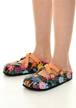 Aziz Şahin Shoes Azizsahinshoes 5419 Renkli Çiçek Çapraz Sabo Terlik