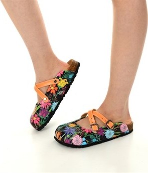 Aziz Şahin Shoes Azizsahinshoes 5419 Renkli Çiçek Çapraz Sabo Terlik görsel 2