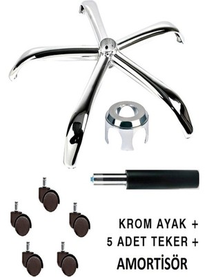 Taka Amortisör Yönetici Ofis Çalışma Koltuğu Için Kromaj Yıldız Ayak Yıldız Ayak ve Amortisör Takım