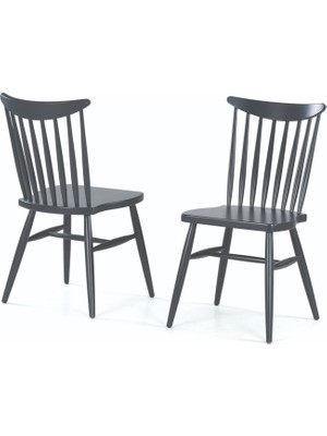 Levent Mobilya Ada Lükens Masa ve Kırlangıç Sandalye Takımı, Meşe Antrasit, 125X80