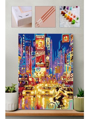 Carmen Art Deco Sayılarla Boyama Seti New York Times Meydanı Akrilik Boyalar Ve Fırçalar İle