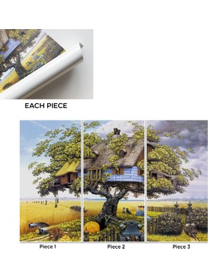 Kayra Export 3 Parçalı Poster  Üreme Sanat Ünlü 3 Boyutlu Kanvas