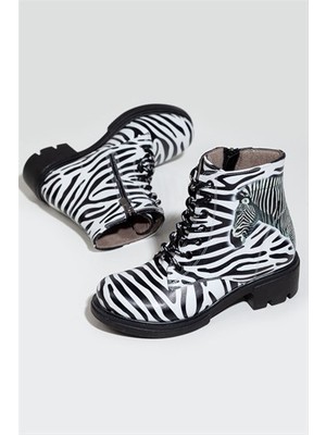 Azizsahinshoes 6427 Zebra Desen Bağcıklı Bot