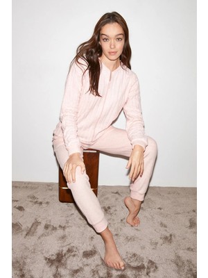Catherine's Uzun Kol Yumuşak Dokulu Fermuarlı Kadın Pijama Takım 2241