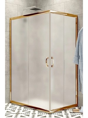 Durul Duşakabin Kare Altın Profil 5mm Buzlu Cam Yükseklik 190 cm