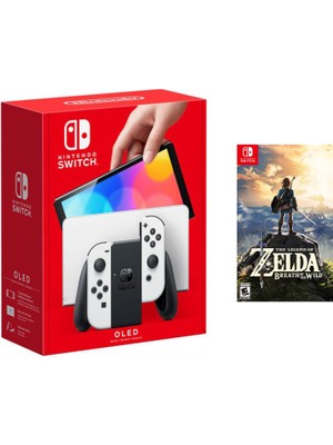 Nintendo Switch OLED Beyaz Yeni Nesil Konsol 64GB + The Legend Of Zelda Breath Of The Wild Oyunlu Bundle