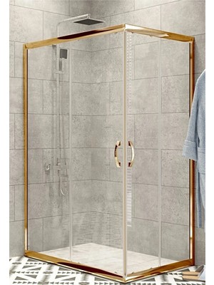 Durul Duşakabin Kare Altın Profil 5mm Şeffaf Cam H:190 cm