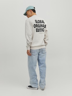 Jack & Jones Sırt Baskılı Bisiklet Yaka Sweatshirt- Earth