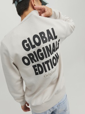 Jack & Jones Sırt Baskılı Bisiklet Yaka Sweatshirt- Earth