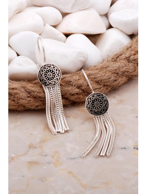 Sümer Telkari Anadolu Motifli Elişi Hasır Gümüş Küpe 5943