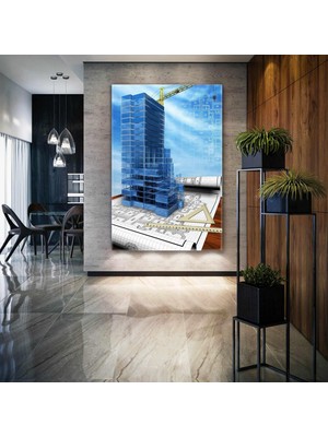 SML Tablo Inşaat Mühendisi Ofis Proje City Civil Engineer Kanvas Tablo