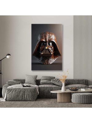 SML Tablo Star Wars Işlemeli Ahşap Art Deko Darth Wader Maskesi Mask Kanvas Tablo