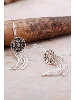 Sümer Telkari Anadolu Motifli Elişi Hasır Gümüş Küpe 5943