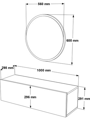 L'occi Concept Simon 60 cm Aynalı Dresuar Antre Hol  Sı2-Aw Çam-Beyaz